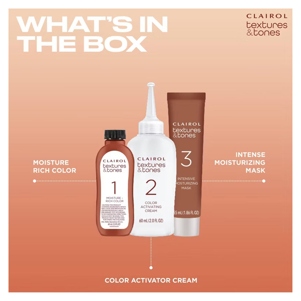 Clairol Textures and Tones Hair Color 8RO Sunset Copper Moisturizing Mask Detangle and Strengthening Hair 1Ea